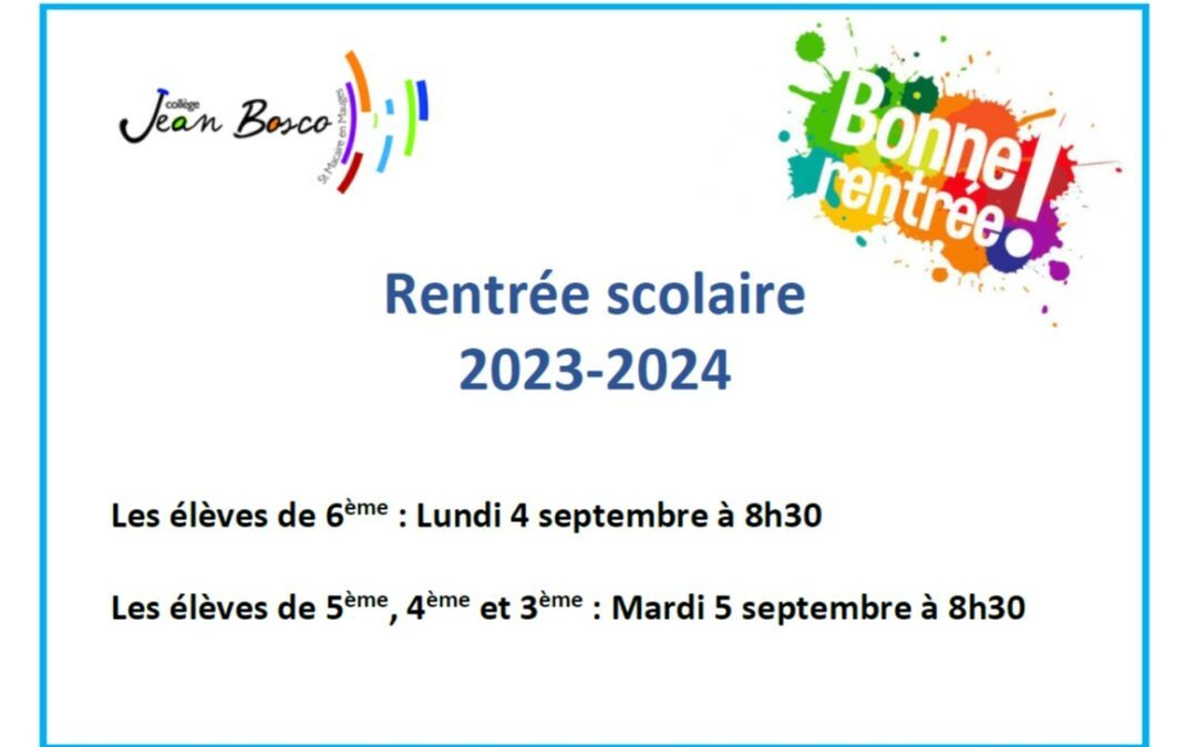 Rentrée 2023-2024