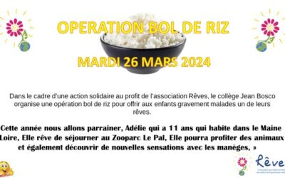 Action de solidarité :  Bol de Riz – mardi 26 mars 2024